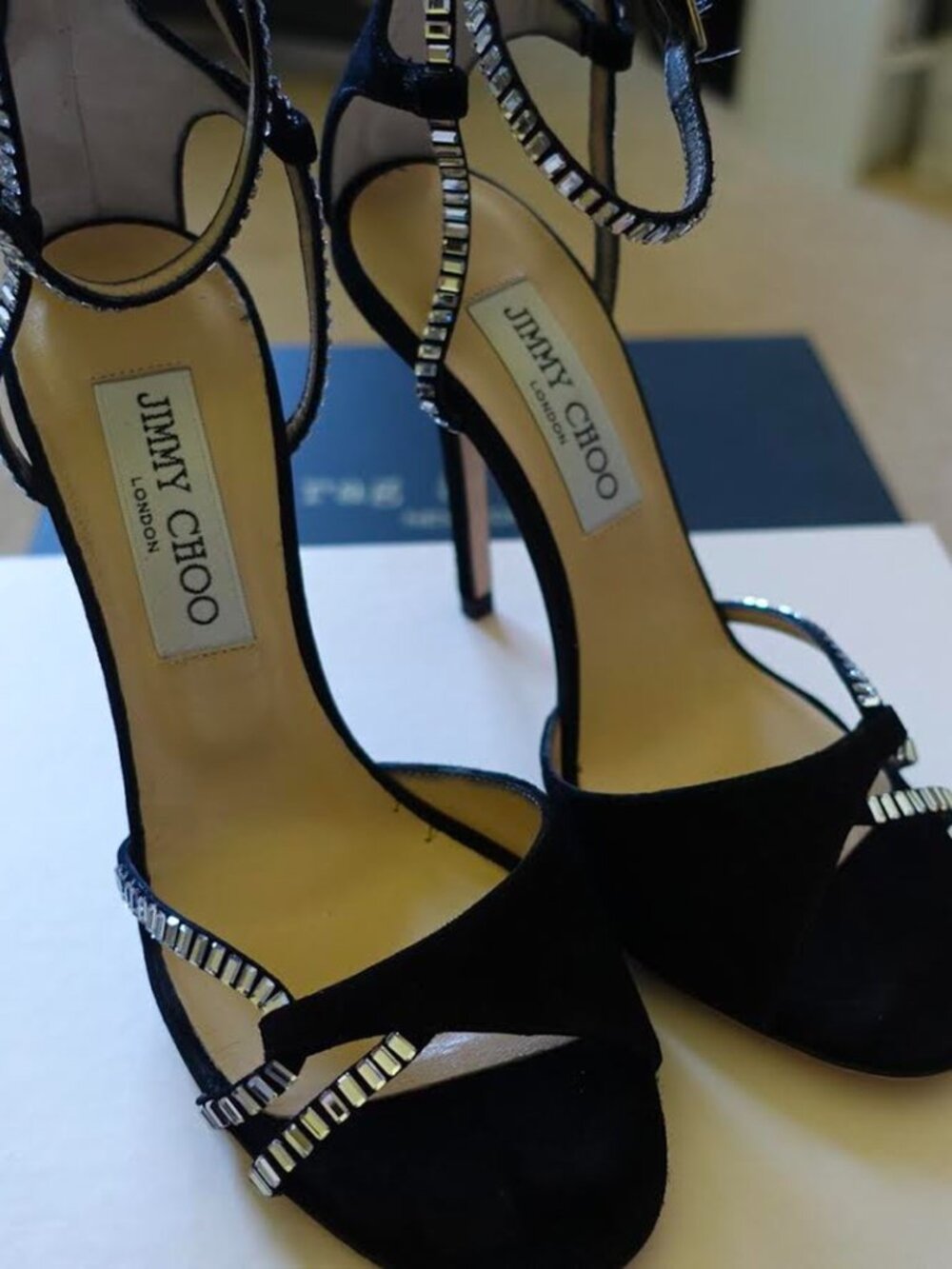 Jimmy Choo Morgan crystal-embellished suede sandals shoes - Picture 4 of 8